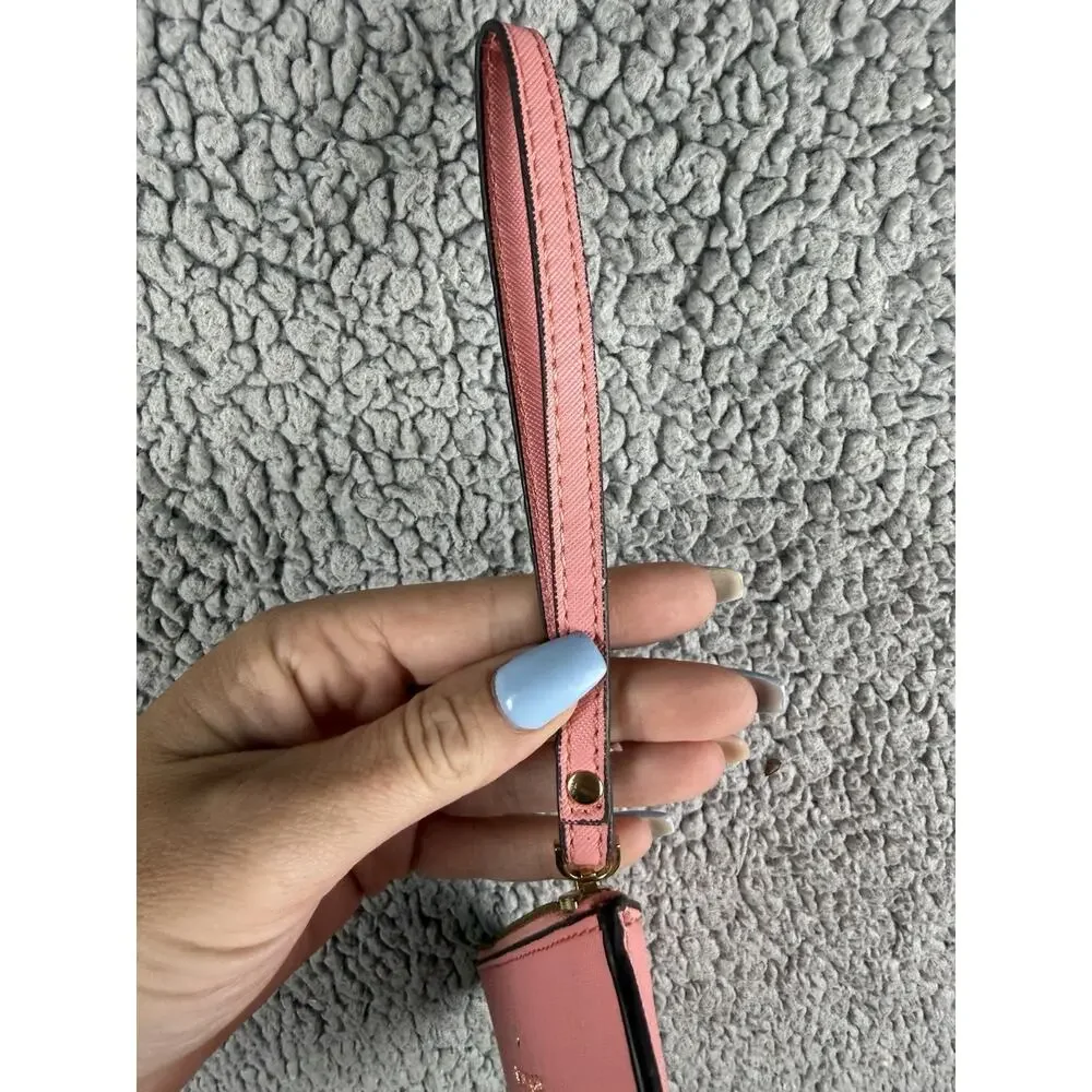 Kate Spade Lucy Pink Leather Medium Zip Wristlet Wallet